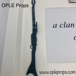 OPLE Arts picture frame Mandalorian Mudhorn Text:" A clan of two " The child Rankbar Amban Pulse Rifle Prop Weapon Blaster Model