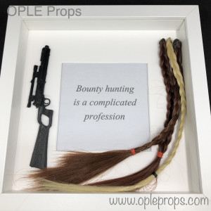 OPLE Arts Picture Frame Boba Fett with Wookie Braids Bounty Hunter Bounty hunting is a complicated profession Prop Model Blaster