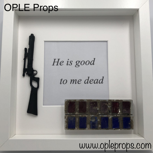 OPLE Arts picture frame Boba Fett Bounty Hunter He is good to me dead Prop rankbar Weapon Blaster Model - Kopie
