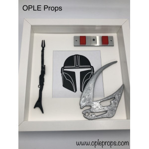 OPLE Arts Bilderrahmen Mandalorian Schlammhorn The Child Grogu Silhouette Prop Waffe Modell Mando Mandalorianer